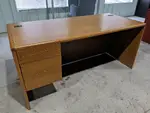 Hon Oak Laminate Desk with Hanging Pedestal Drawers