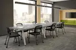 Boat Shaped Conference Table with Metal Legs