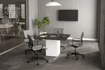 Square Cube Base Modern Conference Room Table and Chairs Set