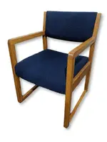 Blue Fabric Guest Chair with Wood Frame