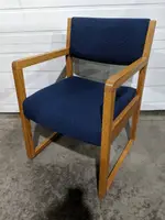 Blue Fabric Guest Chair with Wood Frame