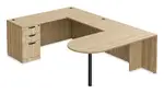 U Shaped Peninsula Desk with Drawers