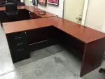 Cherry L Desk with Rolling Pedestal File Drawer Package