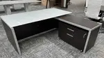 L Shaped Desk with Drawers and Glass Top