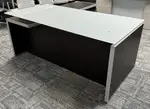 L Shaped Desk with Drawers and Glass Top