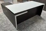 L Shaped Desk with Drawers and Glass Top