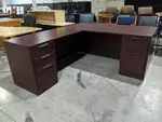 Mahogany Laminate L-Shape Desk â€“ Left Return