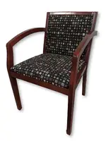 Checkered Patterned Guest Chairs with Cherry Frame