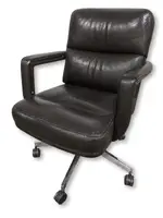 Black Leather Swivel Chair with Chrome Frame