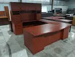 Taylor Solid Wood Cherry Bow Front U-Shape Desk with Hutch