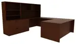 U-Shaped Desk with Drawers and Shelves