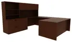 U-Shaped Desk with Drawers and Shelves