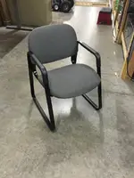 Gray Side Guest Office Chair with Black Arms