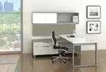 L Shaped Desk with Overhead Storage