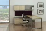 L Shaped Desk with Overhead Storage