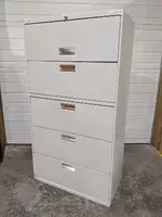 Hon Putty Metal 5 Drawer Lateral Filing Cabinet â€“ 36 Inch Wide