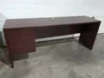 Mahogany Laminate Credenza Desk with Drawers - Left Pedestal