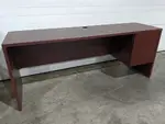 Mahogany Laminate Credenza Desk with Drawers - Right Pedestal