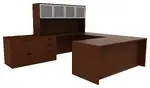 U Shaped Desk with Hutch and File Cabinet