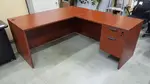 Cherry L Shape Office Desk with Locking Drawers