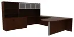 U Shaped Desk with Hutch and Drawers