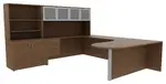 U Shaped Desk with Hutch and Drawers