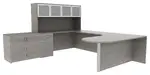 U Shaped Peninsula Desk with Storage