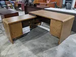 Walnut Laminate L-Shape Desk with Drawers