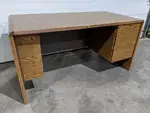 Walnut Laminate Desk with Drawers â€“ Right Pedestal