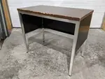Small Black Metal Desk with Dark Walnut Top