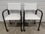 White Vinyl Rolling Guest Chairs with Metal Frame