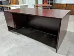 Mahogany Laminate Desk with Drawers â€“ Left Pedestal