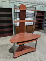 Cherry Laminate Corner Desk with Keyboard Tray and Shelves