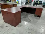 Lacasse Cherry Laminate L-Shaped Desk with Drawers