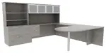 U Shaped Peninsula Desk with Storage