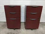 Mahogany Laminate Rolling Pedestal Drawers