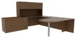 U Shaped Desk with Hutch and Drawers