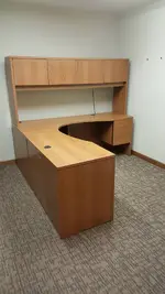 HON Corner Desk with Hanging Drawers and Hutch