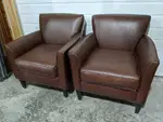 Brown Club Chair with Solid Wood Feet