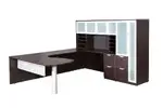 Peninsula Desk with Hutch and Tower Storage