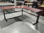 Cherry Laminate L-Shape Height Adjustable Sit-Stand Desk