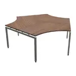 3 Person Open Office Desk - Modern Walnut