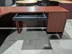 Lacasse Cherry Laminate L-Shape Desk with Hutch