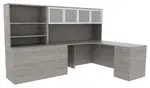 L Shaped Computer Desk with Hutch