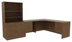 L Shaped Desk with Drawers and Shelves