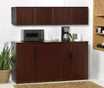 Office Credenza with Wall Mount Storage Cabinet