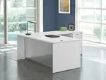 L Shaped Desk with Glass Modesty Panel