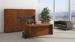 Bow Front Desk and Credenza with Storage