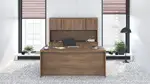 Bow Front Desk and Credenza with Hutch