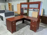 Cherry Laminate L Shape Desk with Hutch